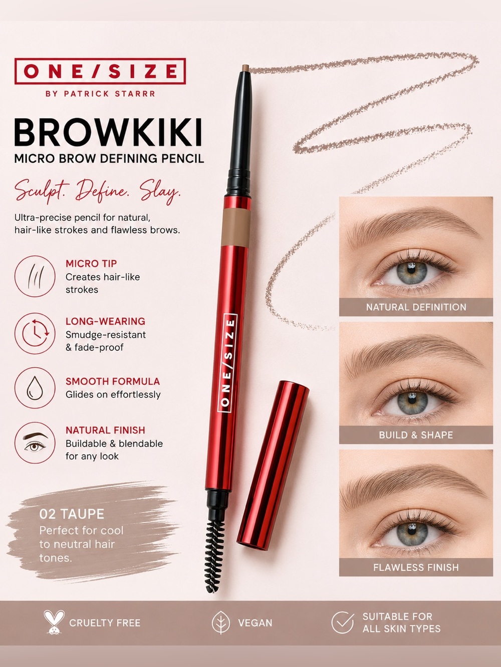 ONE/SIZE Browkiki Micro Brow Defining Pencil — Taupe